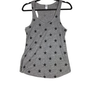 Alternative Women’s S Gray Star Print Racerback Tank Top Lightweight NWOT